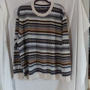 Men's Merino Wool Blend Striped Sweater Club Room 2 Xl Crew Neck